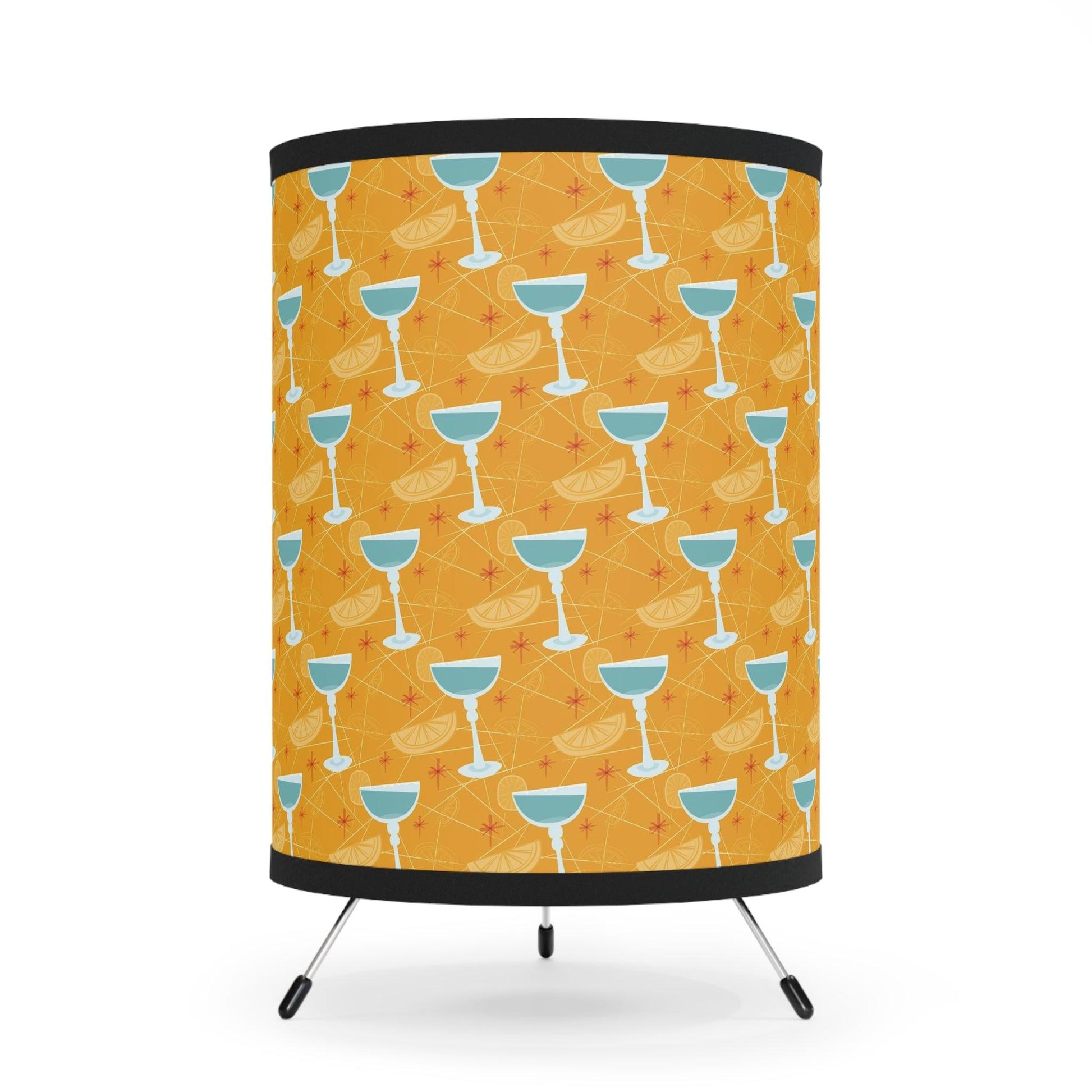 Retro 50s Kitsch Mid Century Cocktails Yellow and Blue Tabletop Accent Lamp | lovevisionkarma.com