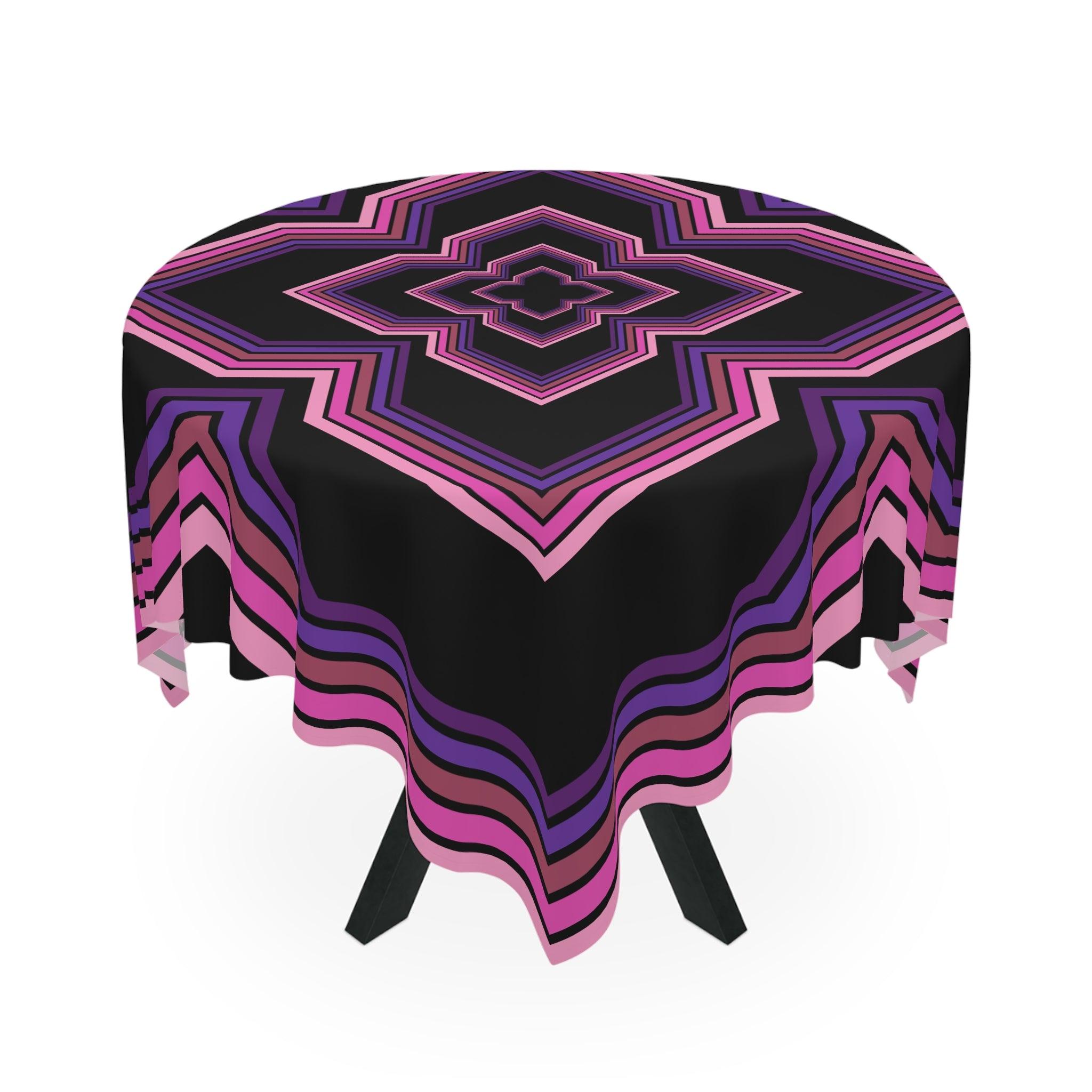 Retro 80s 90s Vaporwave Aesthetic Pink, Purple & Black Tablecloth | lovevisionkarma.com