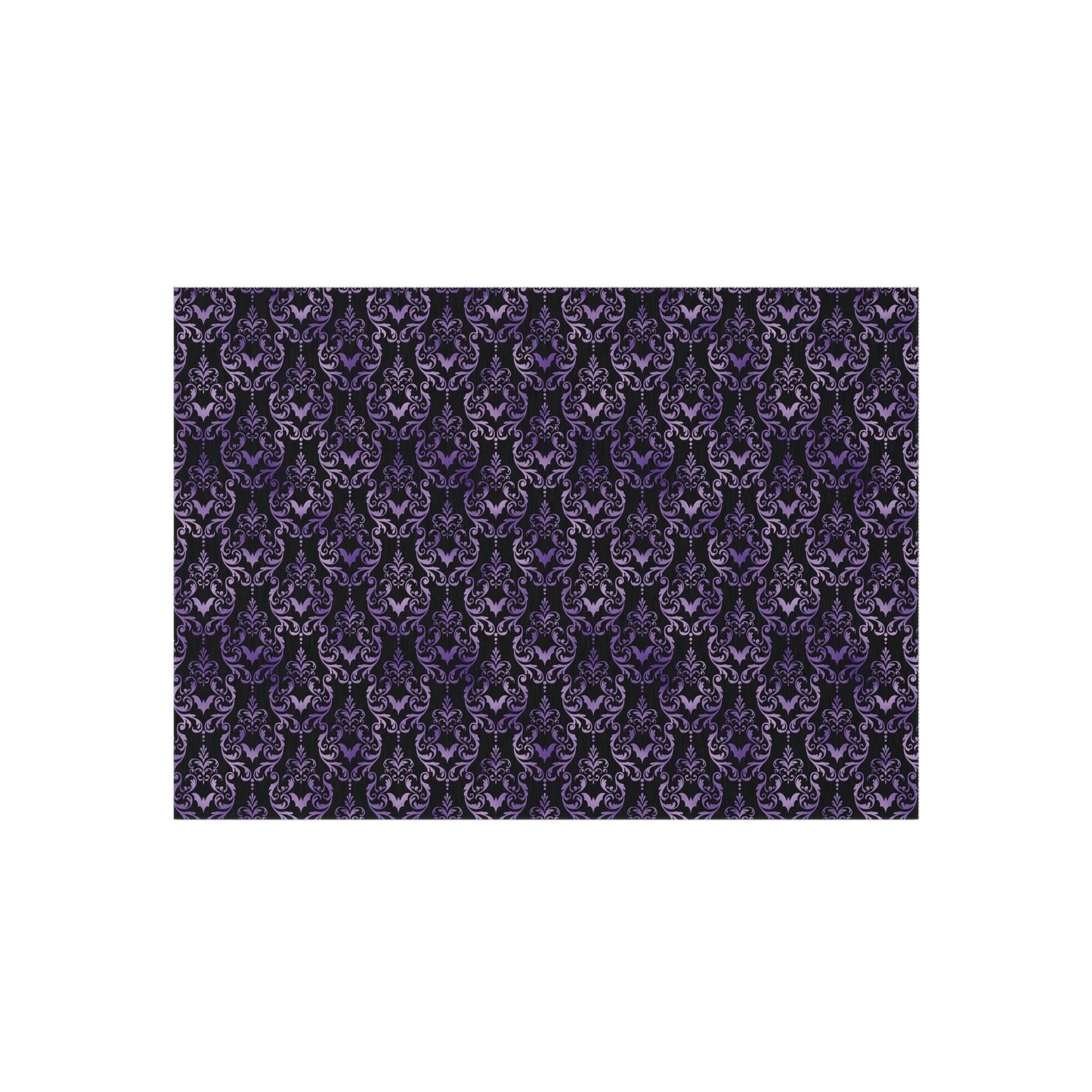 Victorian Goth Inspired Bat Damask Dark Academia Glam Goth Purple & Black Anti-Slip Accent Rug