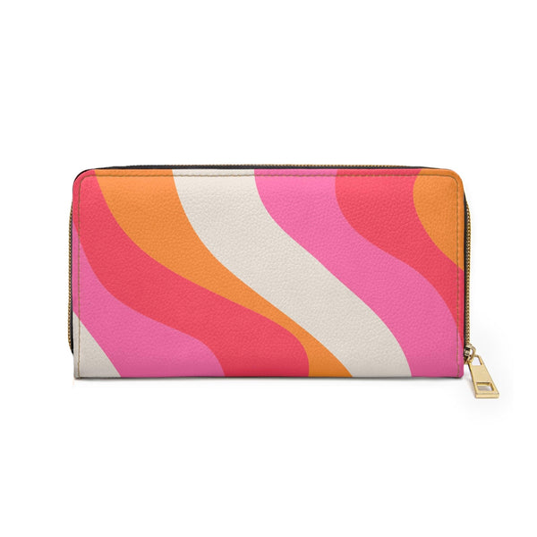 Groovy 60s Swirl Retro Mid Century Mod Pink & Orange Zipper Wallet