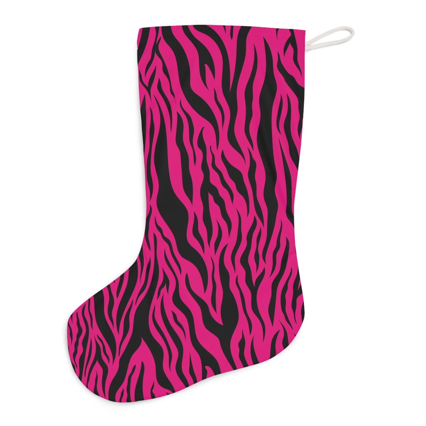 Pink Tiger Stripe Animal Print Christmas Stocking