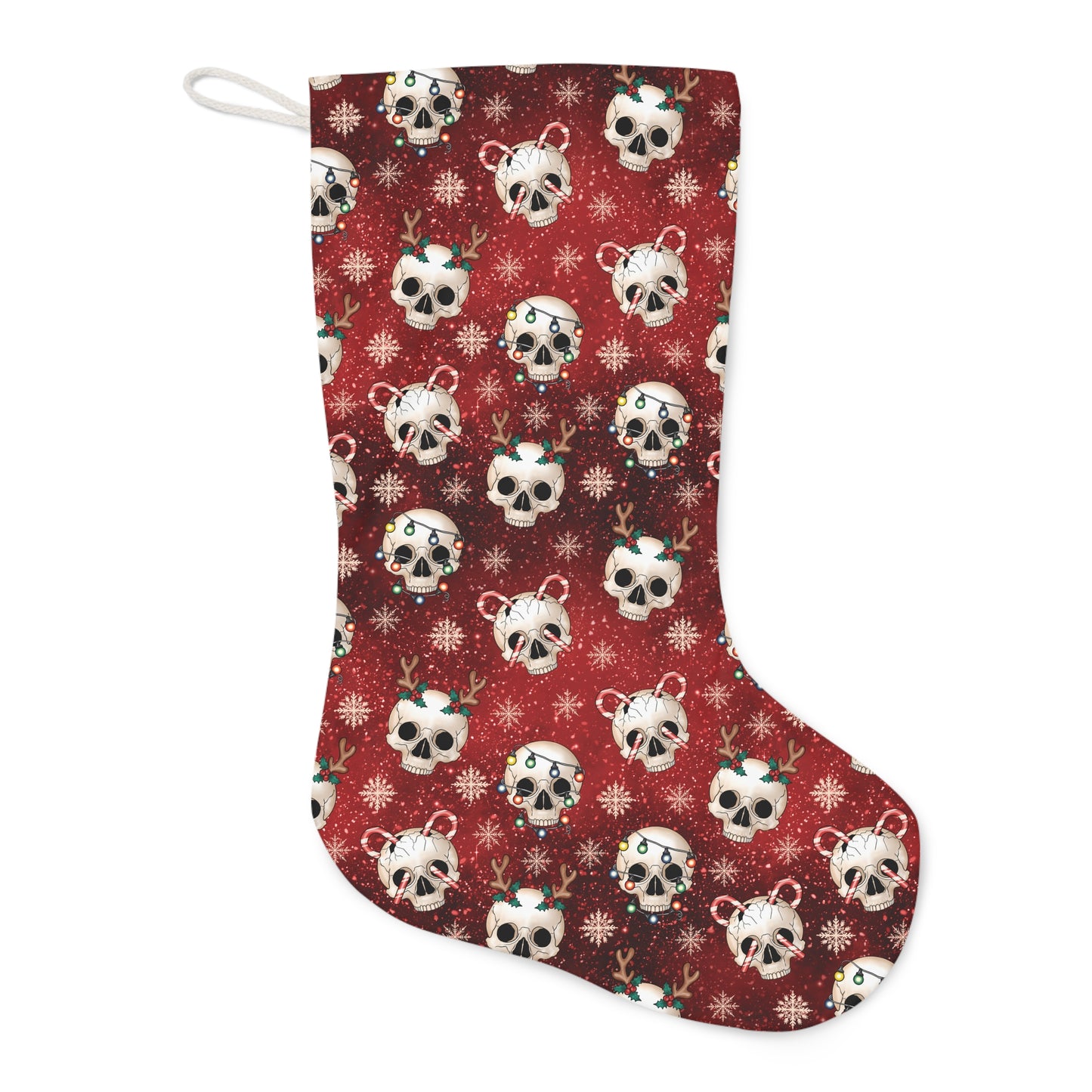 Goth Christmas Festive Skulls, Kitschy Creepmas Red Gothmas Holiday Stocking