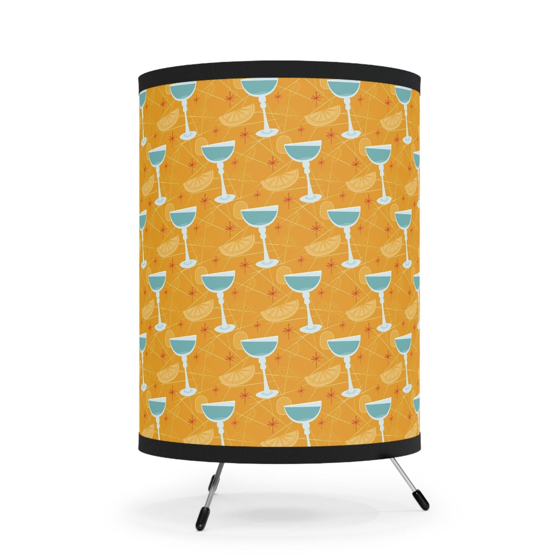 Retro 50s Kitsch Mid Century Cocktails Yellow and Blue Tabletop Accent Lamp | lovevisionkarma.com