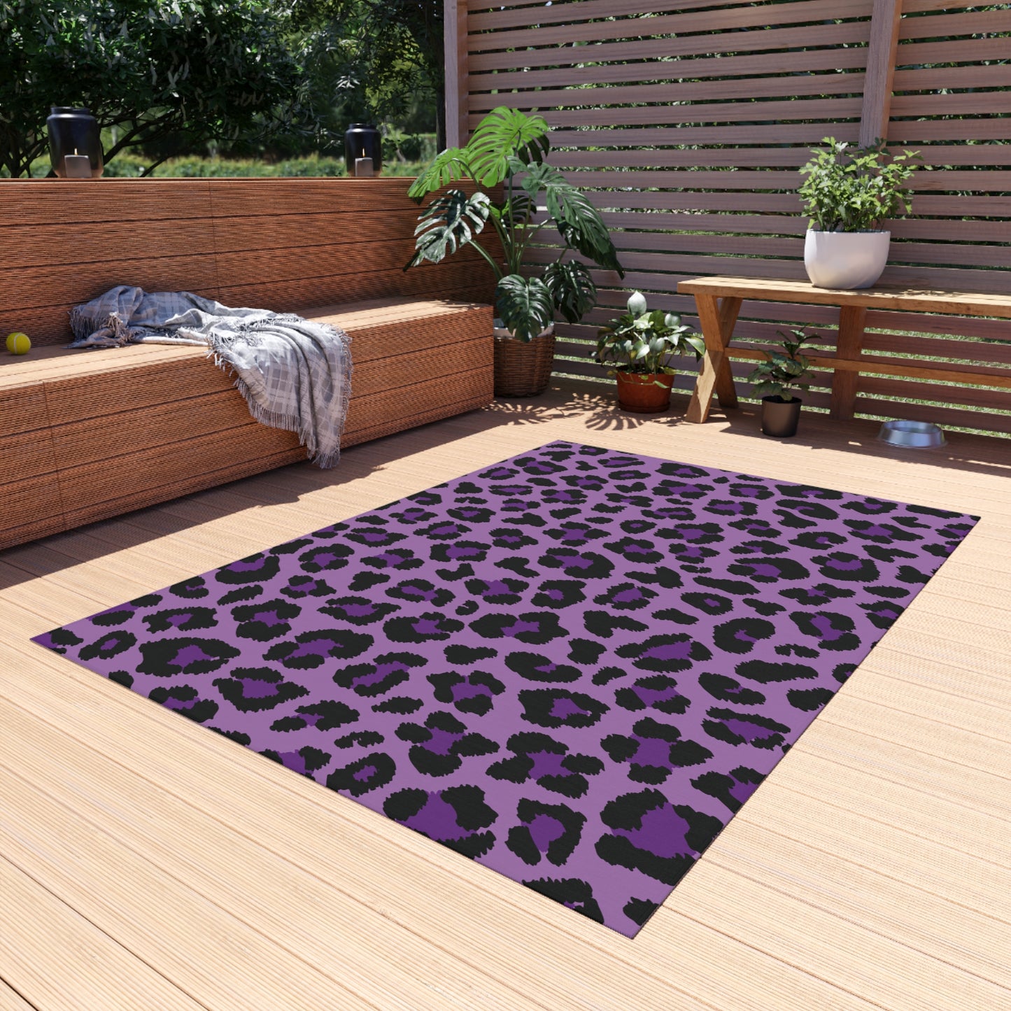 Purple Leopard Cheetah Animal Print Indoor/Outdoor Accent Rug