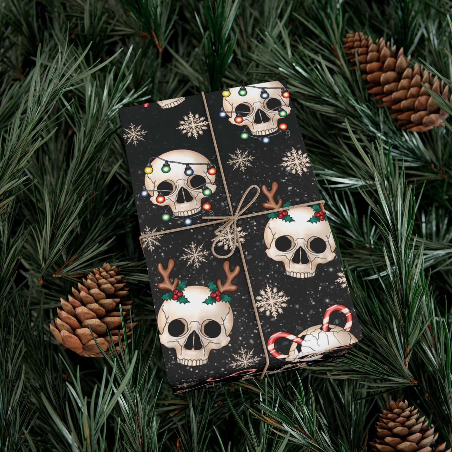 Goth Christmas Skulls, Gothmas & Creepmas Black Eco-Friendly Holiday Gift Wrap