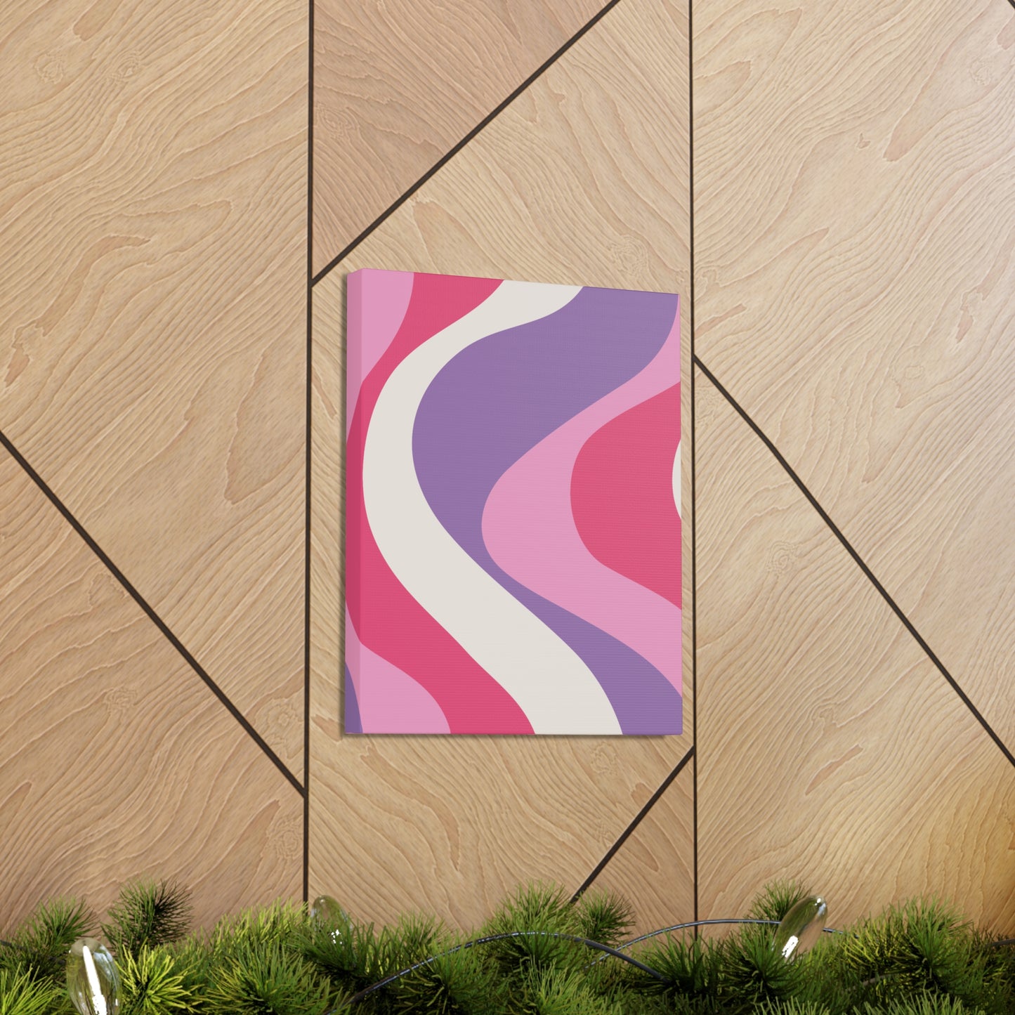 Retro 60's Groovy Hippie Swirl MCM Pink and Purple Canvas Gallery Wrap