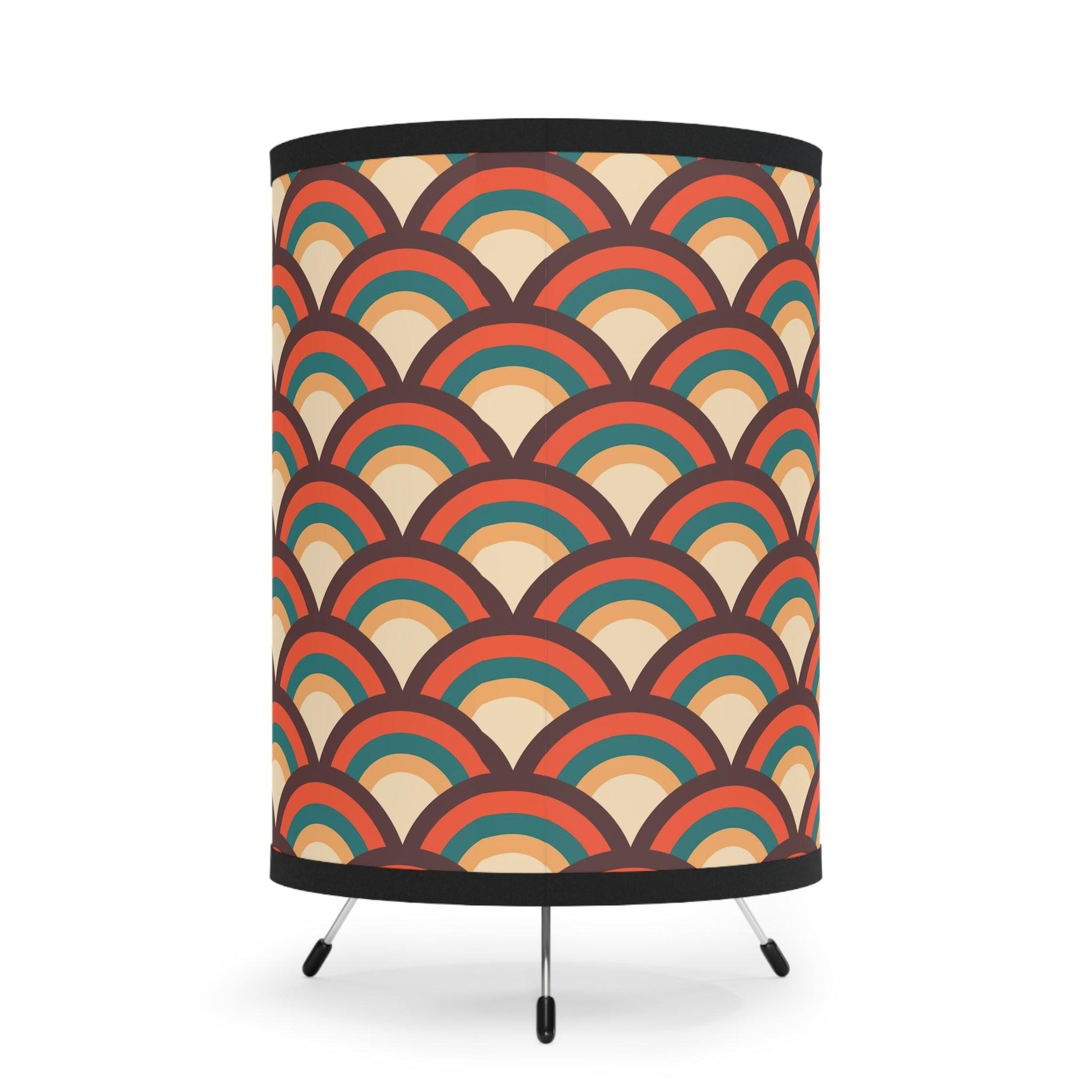 Retro Mid Century Mod Geometric Orange, Brown, Green & Cream Accent Lamp | lovevisionkarma.com