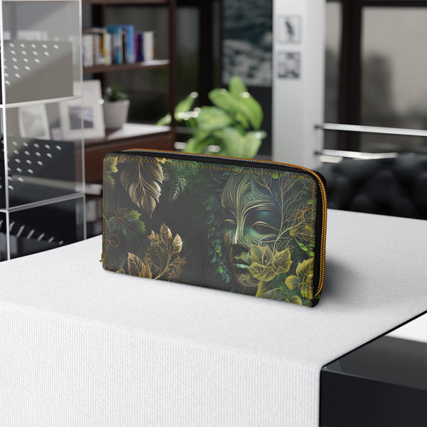 Magical Wood Nymph, Ethereal Forest Witch, Green Goddess Zipper Wallet
