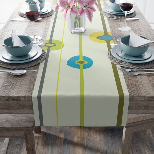 Mid Century Table Runner Abstract MCM Green/Blue Retro Table Linens