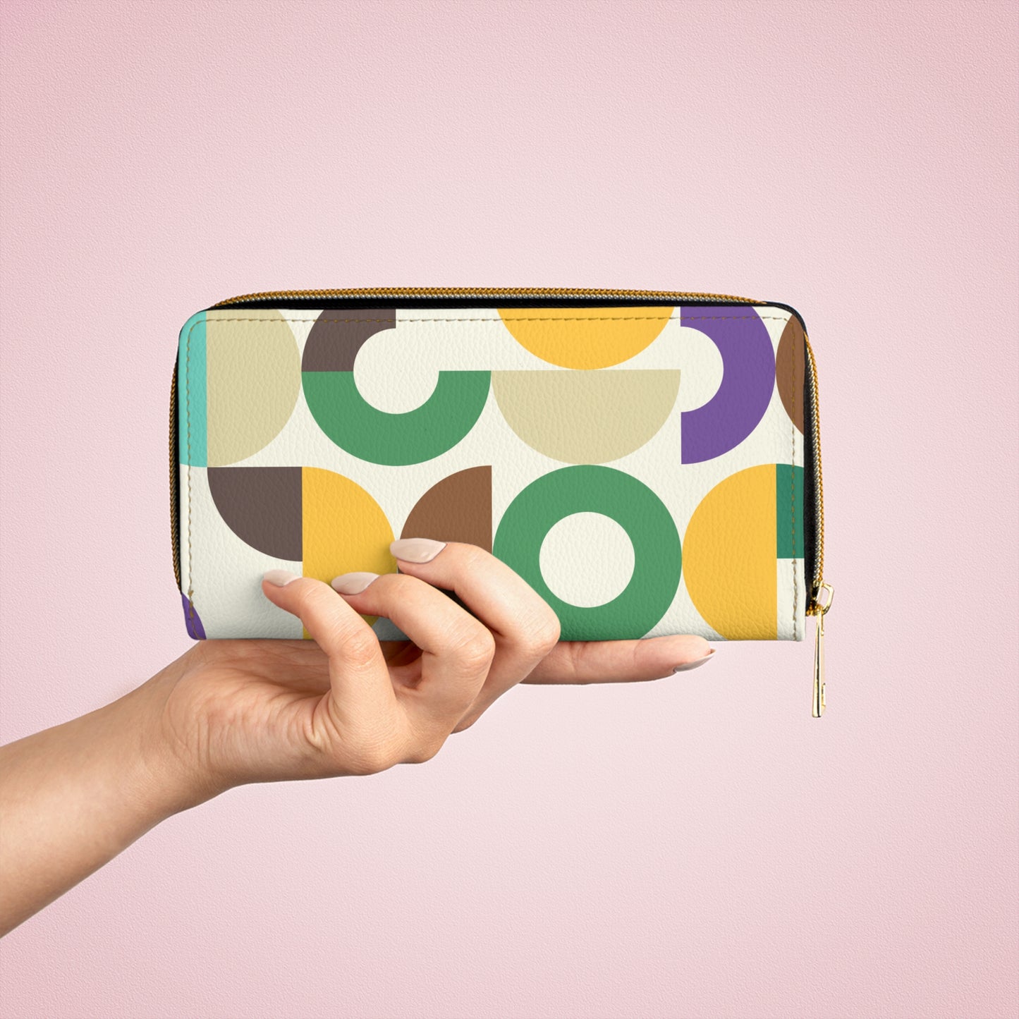 Retro Bauhaus Inspired Abstract MCM Colorful Zipper Wallet