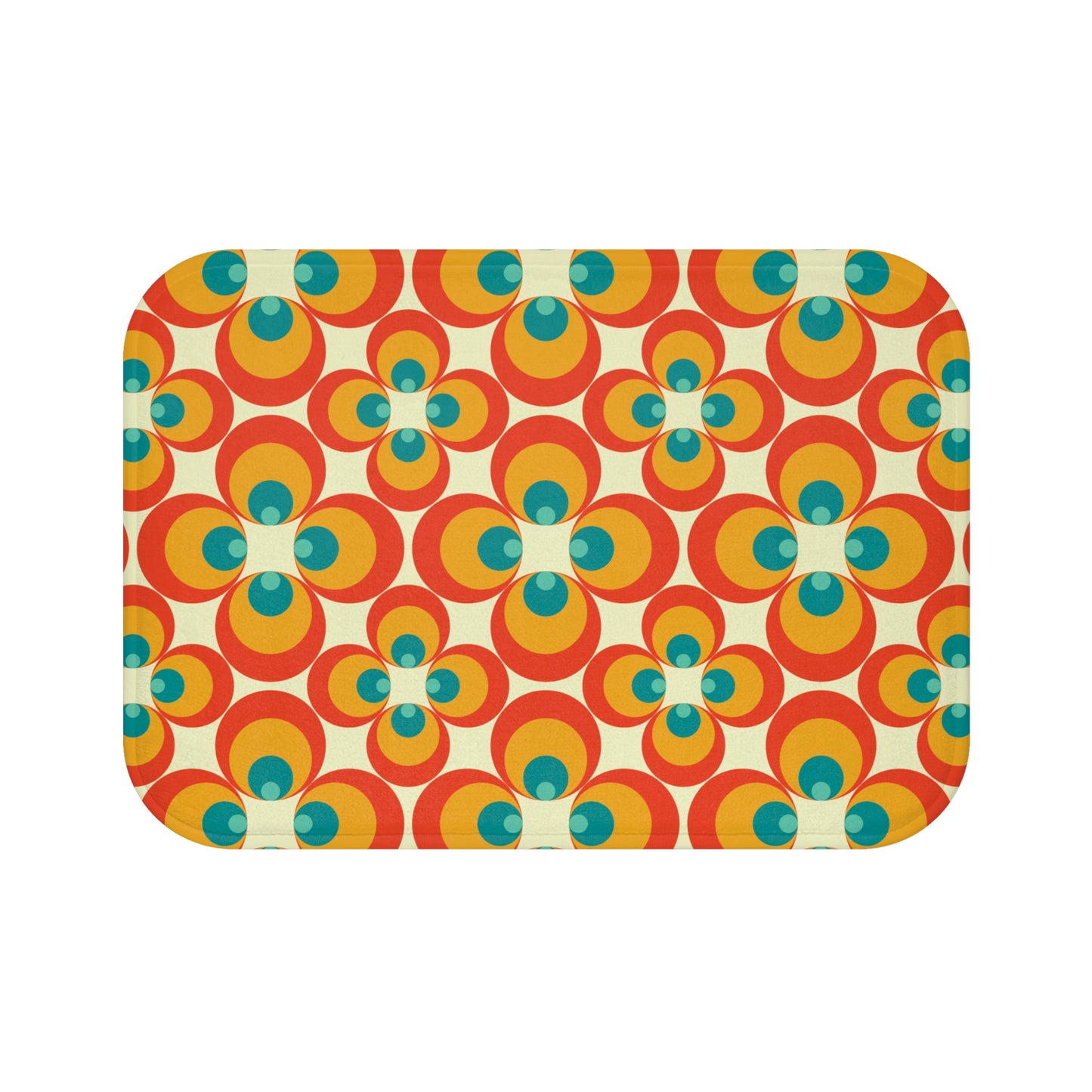 Retro 60s, 70s Orange Flowers Mid Century Modern Bath Mat