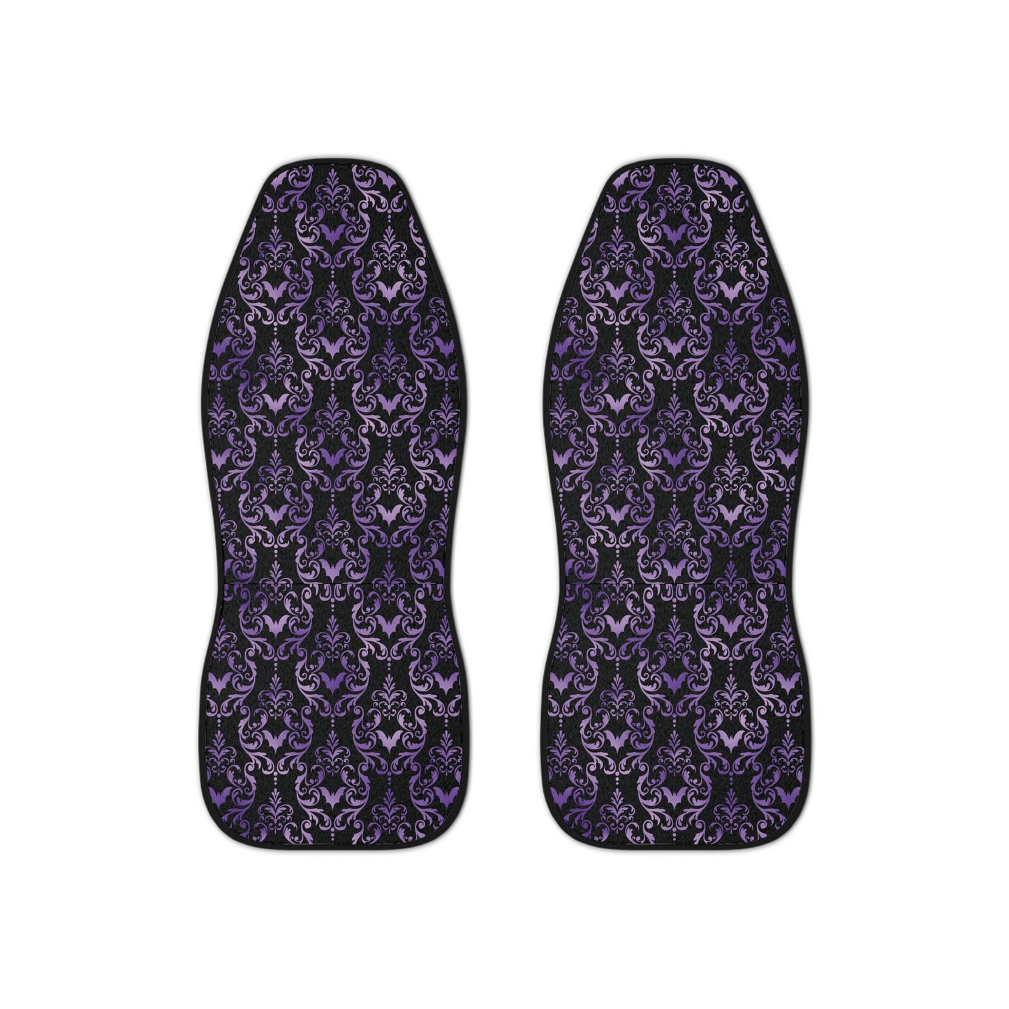 Dark Academia Damask Bat, Victorian Goth Inspired Purple & Black Glam Goth Car Seat Covers