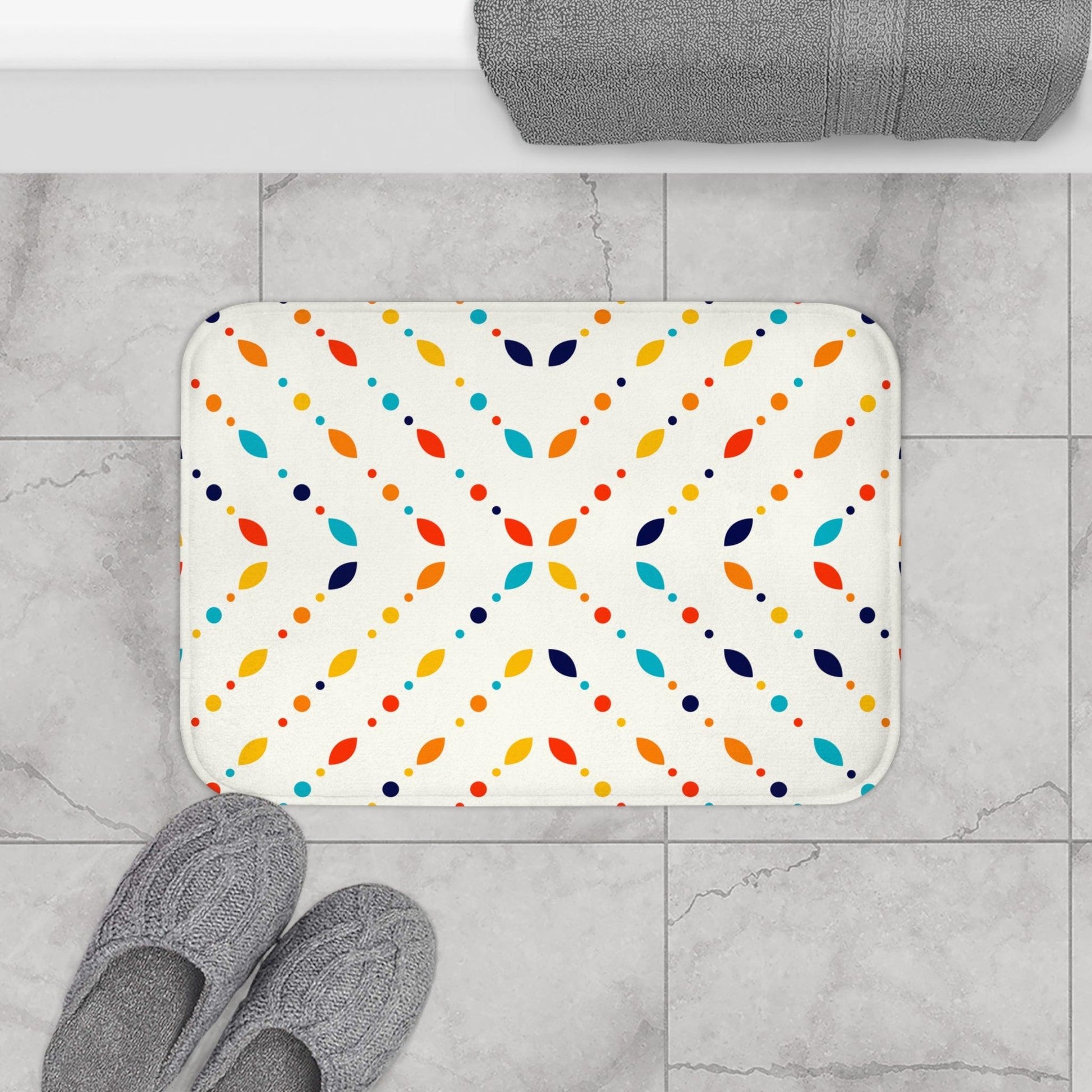 Retro Mid Century Modern Minimalistic Colorful Bath Mat | lovevisionkarma.com