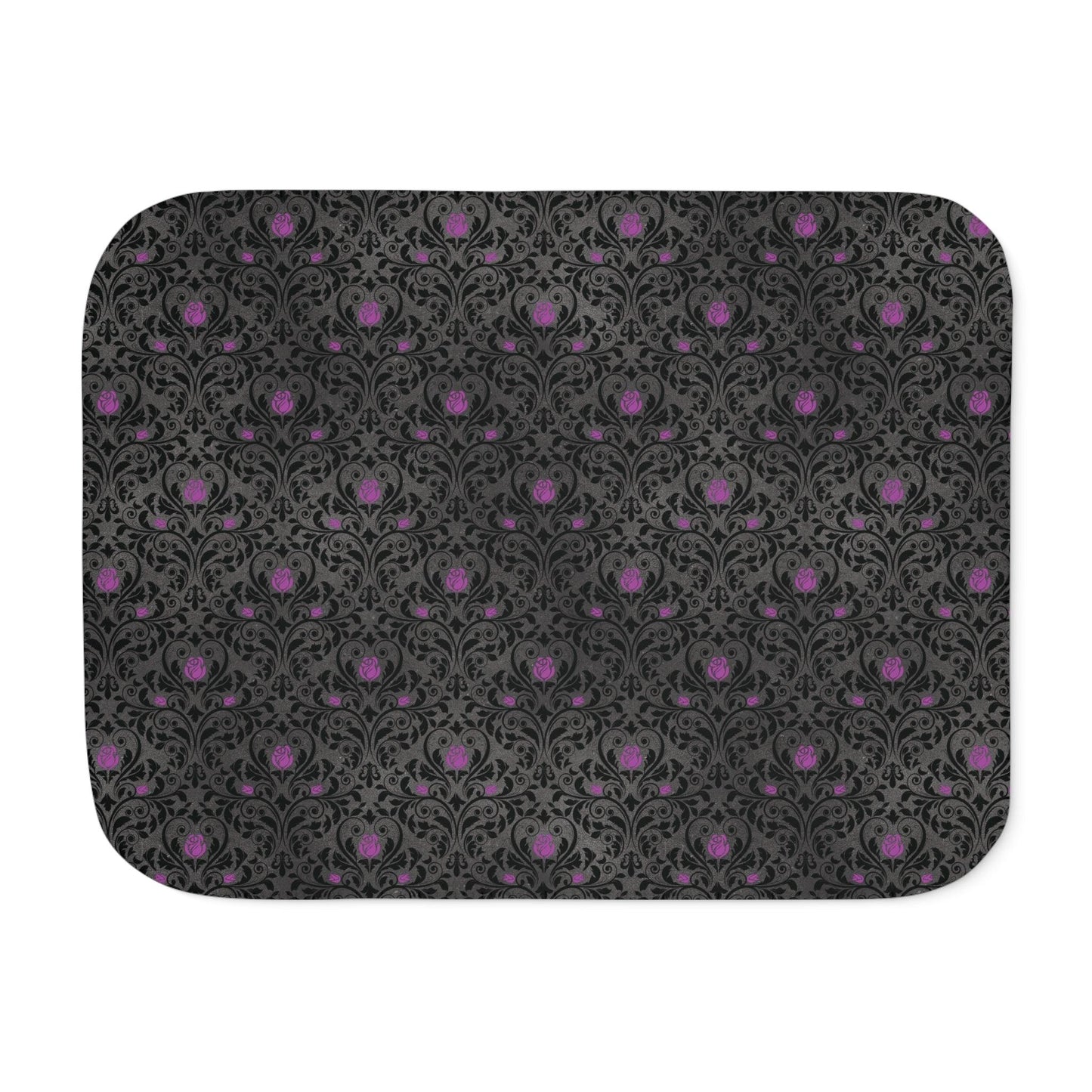 Victorian Goth Damask Purple and Black Halloween Sherpa Blanket | lovevisionkarma.com