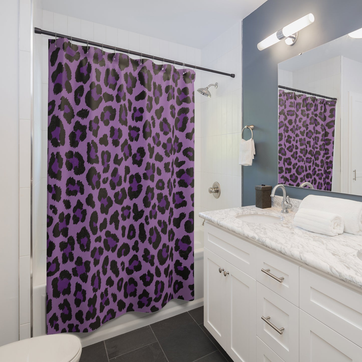 Purple Leopard Spots Cheetah Animal Print Shower Curtain