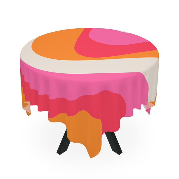 Retro 60s Groovy Hippie Swirl MCM Pink & Orange Tablecloth