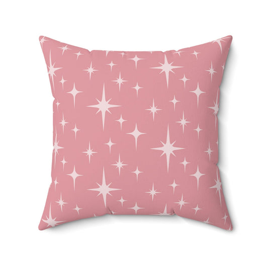 Retro 50s Atomic Starburst Pink Mid Century Modern Pillow | lovevisionkarma.com