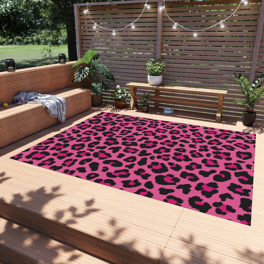 Pink Leopard Cheetah Animal Print Indoor/Outdoor Accent Rug