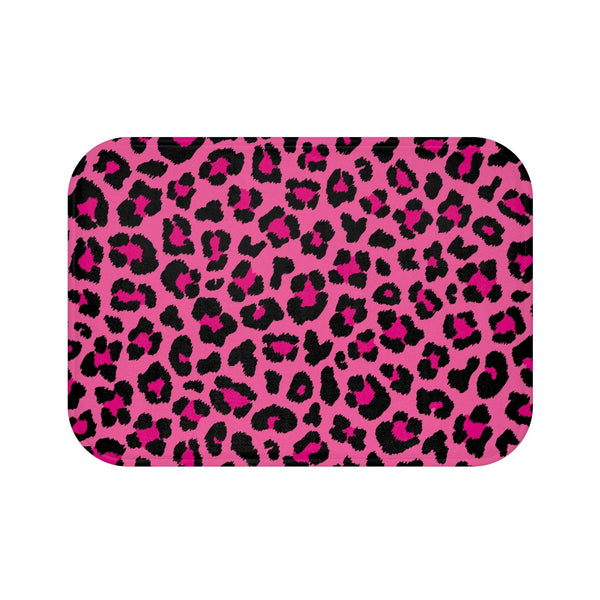 Pink Leopard Animal Print Cheetah Spots Bath Mat