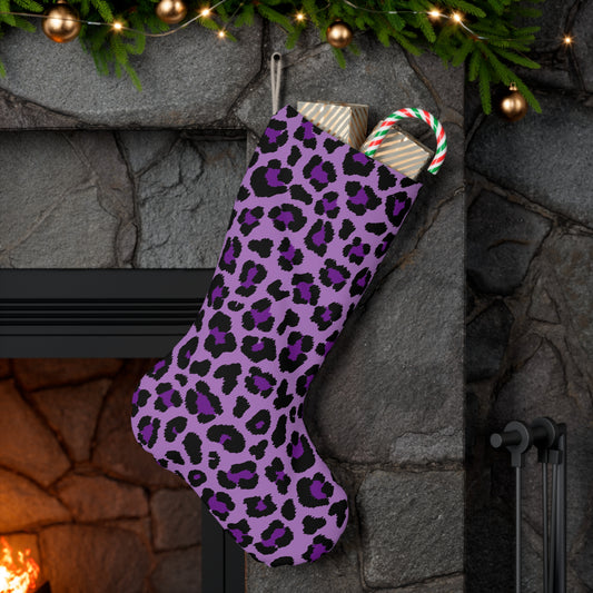 Purple Leopard Cheetah Spots Animal Print Christmas Stocking