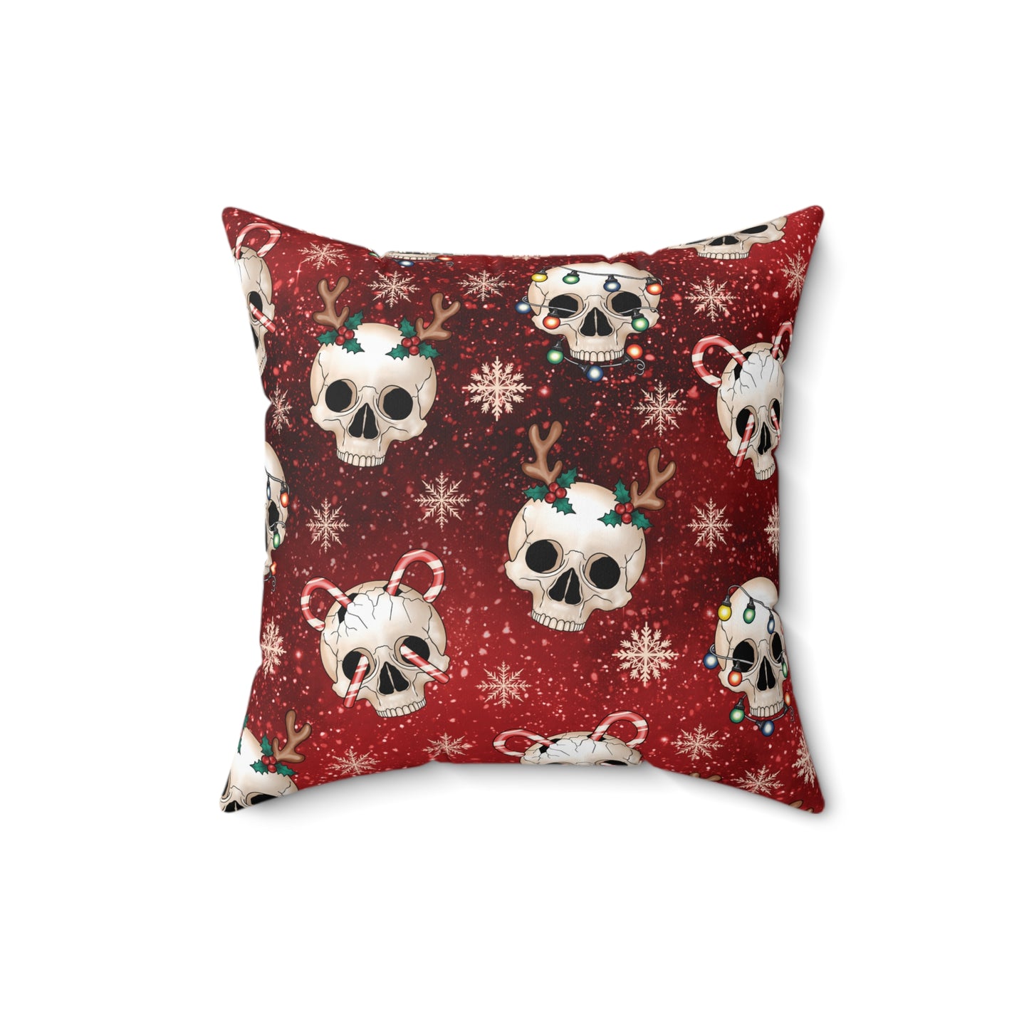 Kitschy Goth Christmas Skulls Red Gothmas & Creepmas Holiday Accent Pillow