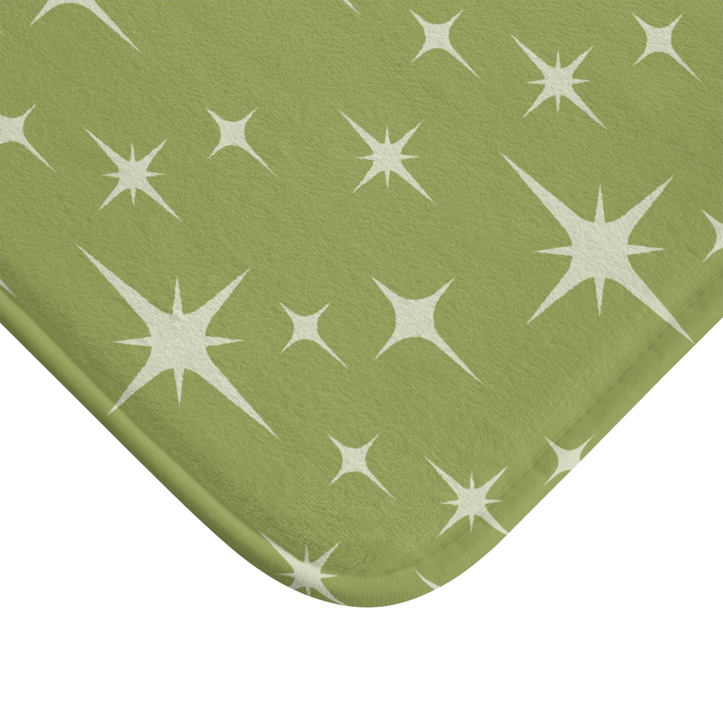 Retro Atomic Starburst 1950s Mid Century Chartreuse Green Bath Mat