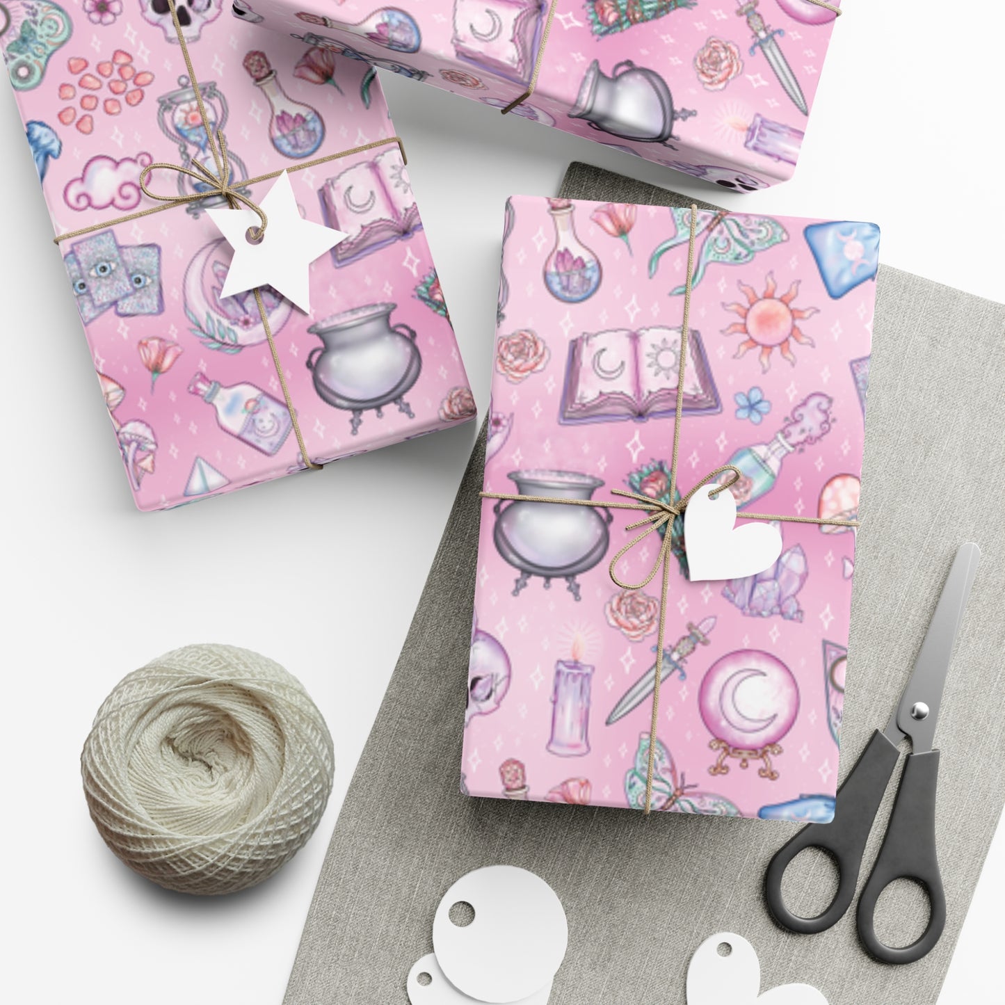 Witchy Pastel Goth Christmas, Kawaii Whimsigoth Pink Eco-Friendly Gift Wrap Paper