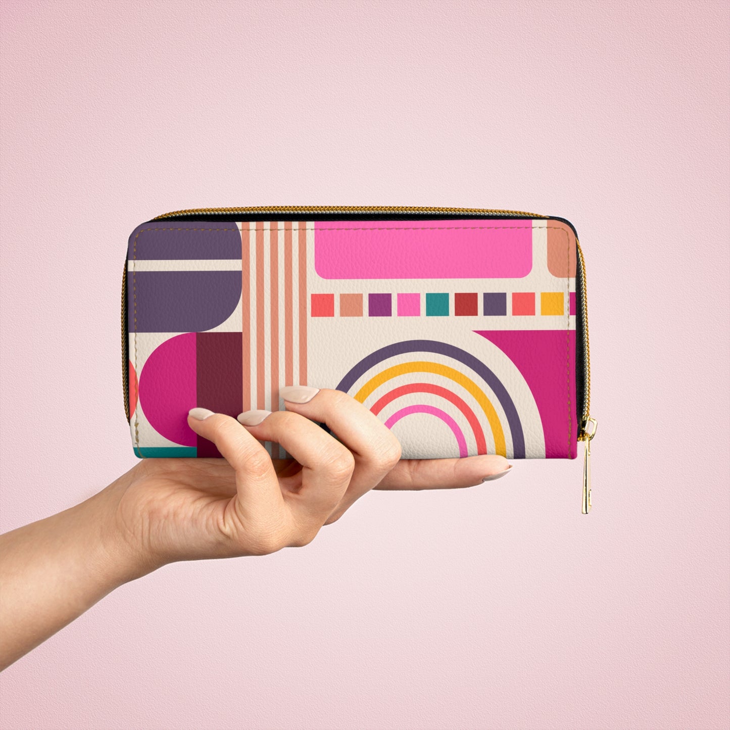 Retro Bauhaus Bold Abstract Colorful MCM Zipper Wallet