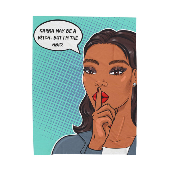 "HBIC" Comic Pop Art Colorful & Sassy Velveteen Lightweight Blanket | lovevisionkarma.com