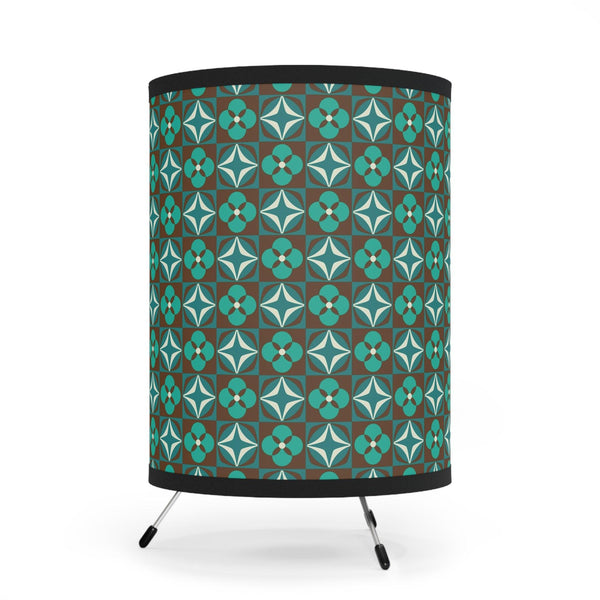 Retro 50s 60s Mid Century Geometric Green & Brown Tabletop Accent Lamp | lovevisionkarma.com