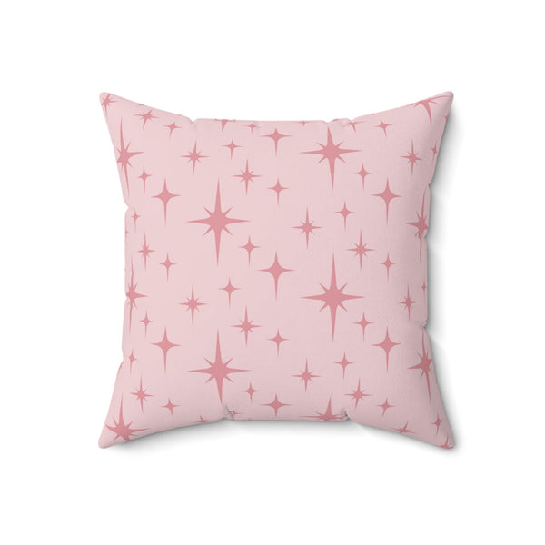 Retro 50s Pink Atomic Starburst Mid Century Modern Throw Pillow