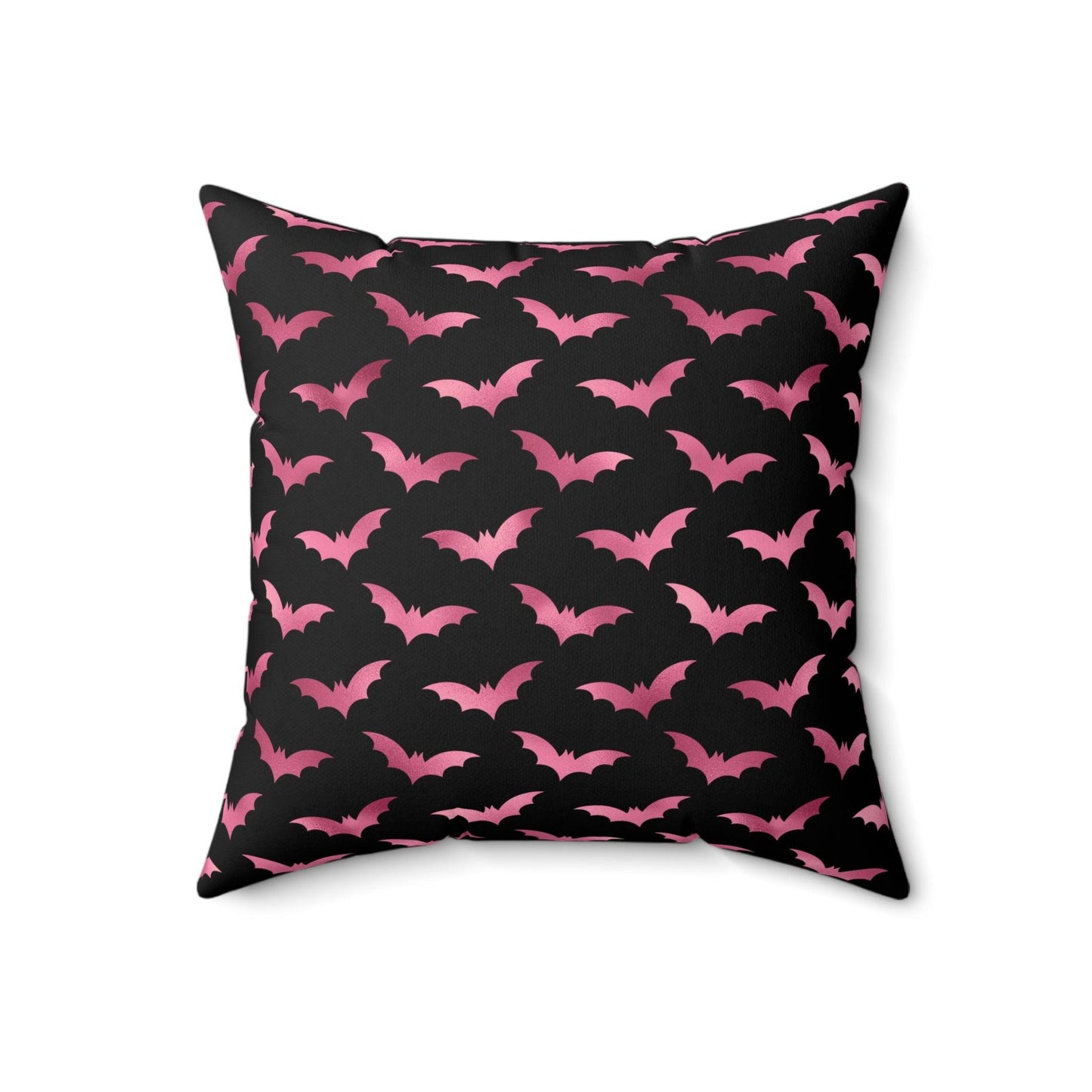 Pink Bats Halloween Glam Goth Black Pillow | lovevisionkarma.com