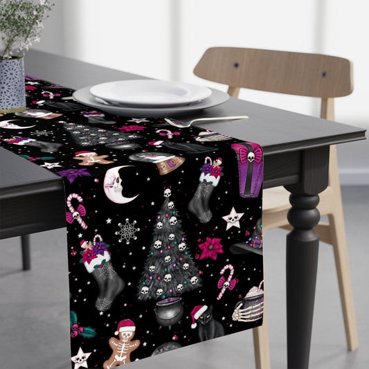 Goth Christmas, Kitsch Creepmas Whimsical Table Runner | lovevisionkarma.com