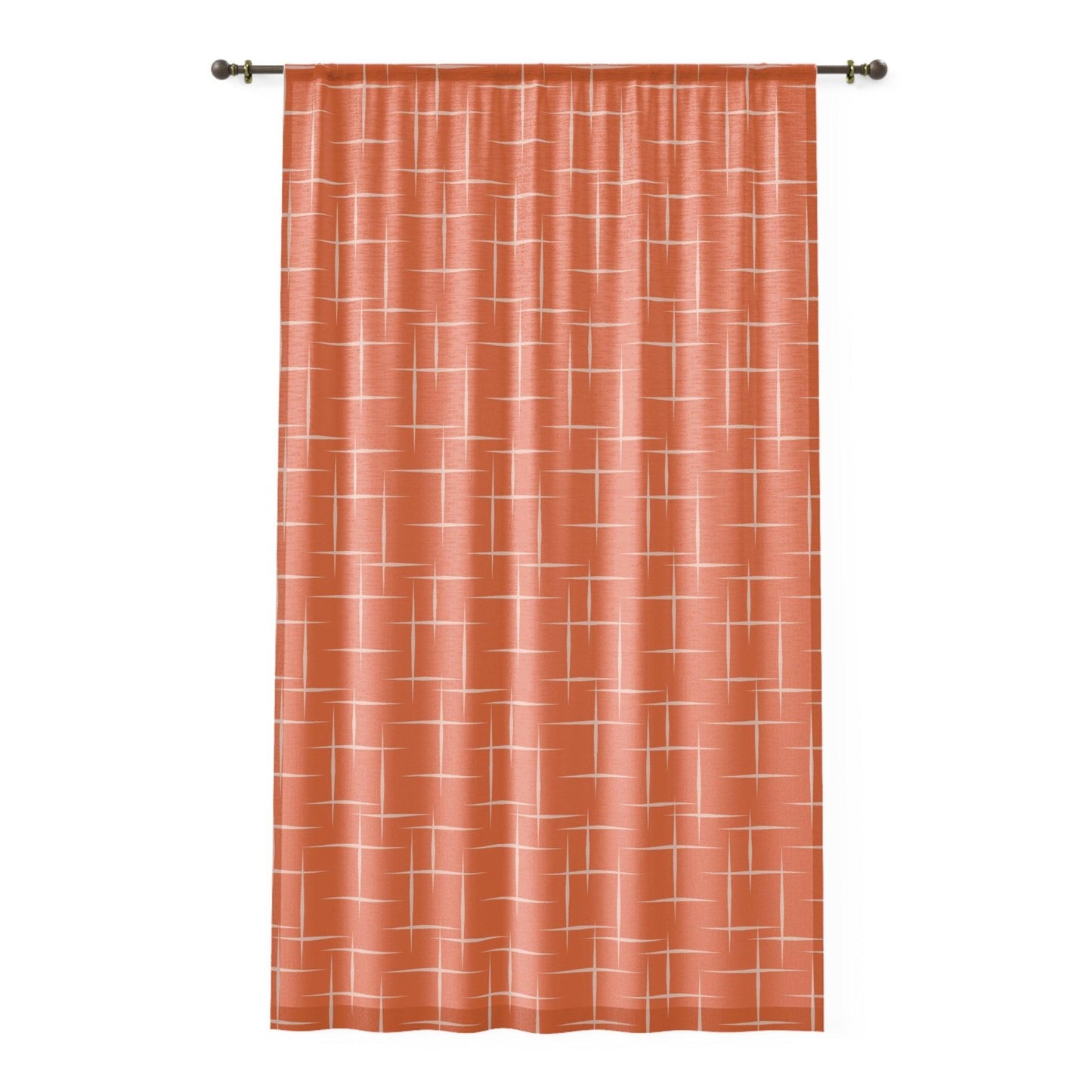 Retro 50s Orange Mid Century Modern Sheer Window Curtain | lovevisionkarma.com
