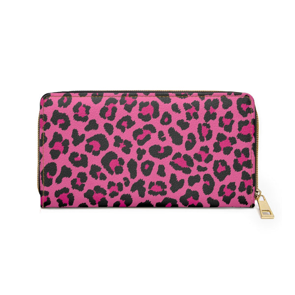 Pink Leopard Cheetah Animal Print Zipper Wallet