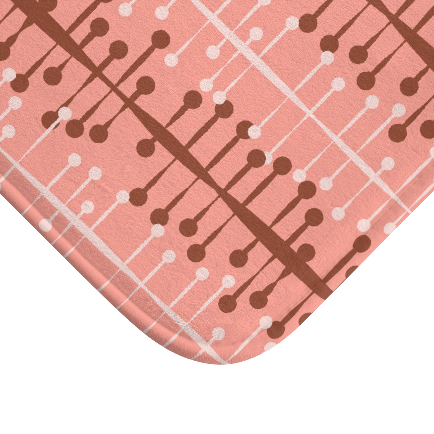 1950's Mid Century Mod Retro Lines Pink Bath Mat