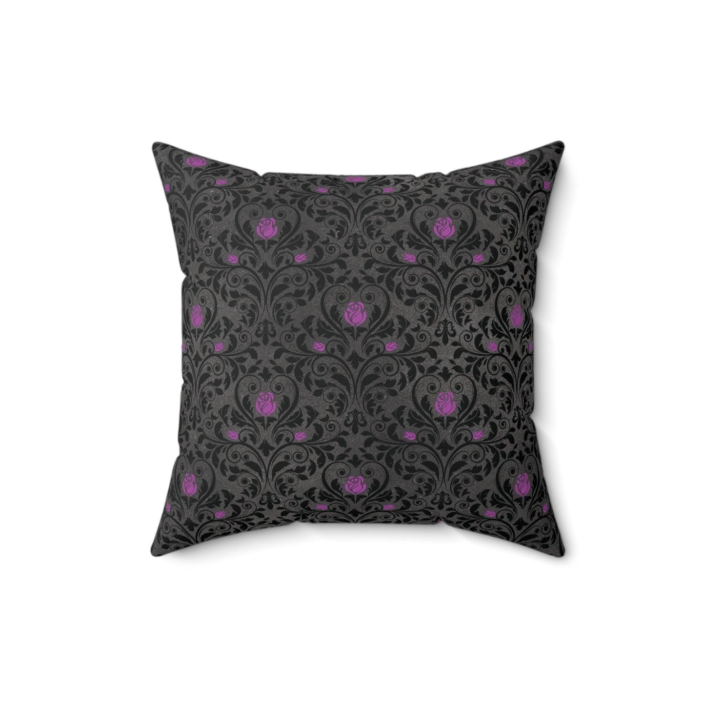 Victorian Goth Damask Purple & Black Halloween, Dark Academia Throw Pillow | lovevisionkarma.com