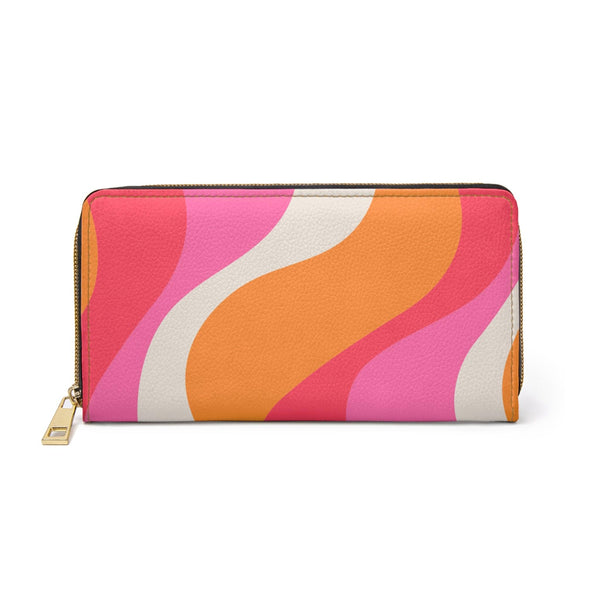 Groovy 60s Swirl Retro Mid Century Mod Pink & Orange Zipper Wallet | lovevisionkarma.com