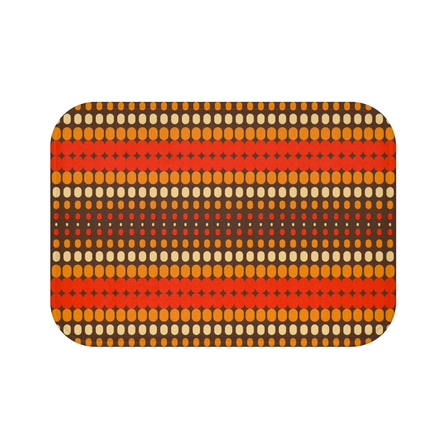 Retro 70s Funky Mid Century Modern Orange and Brown Bath Mat | lovevisionkarma.com