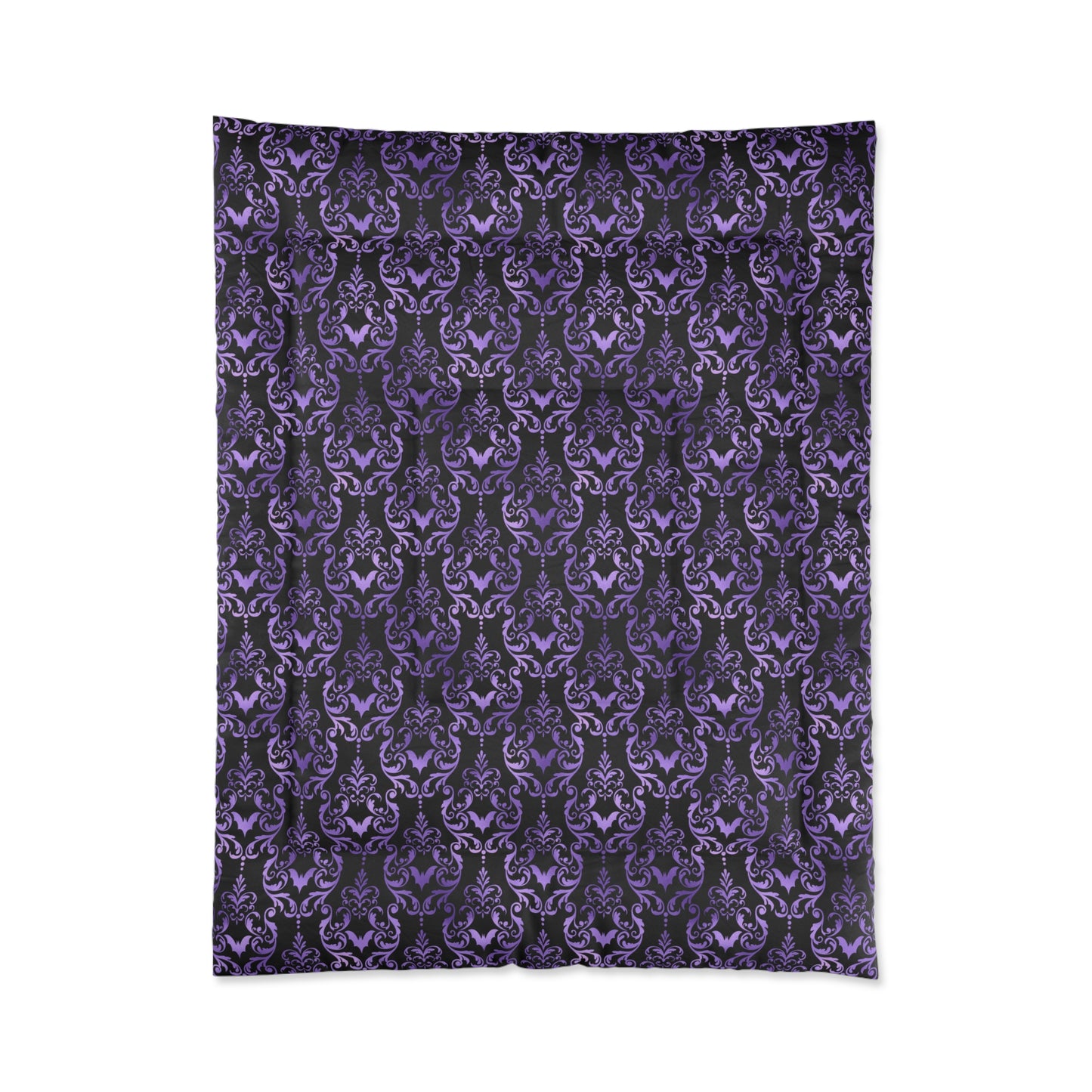 Goth Damask Purple Bat Halloween Glam Goth Black Comforter