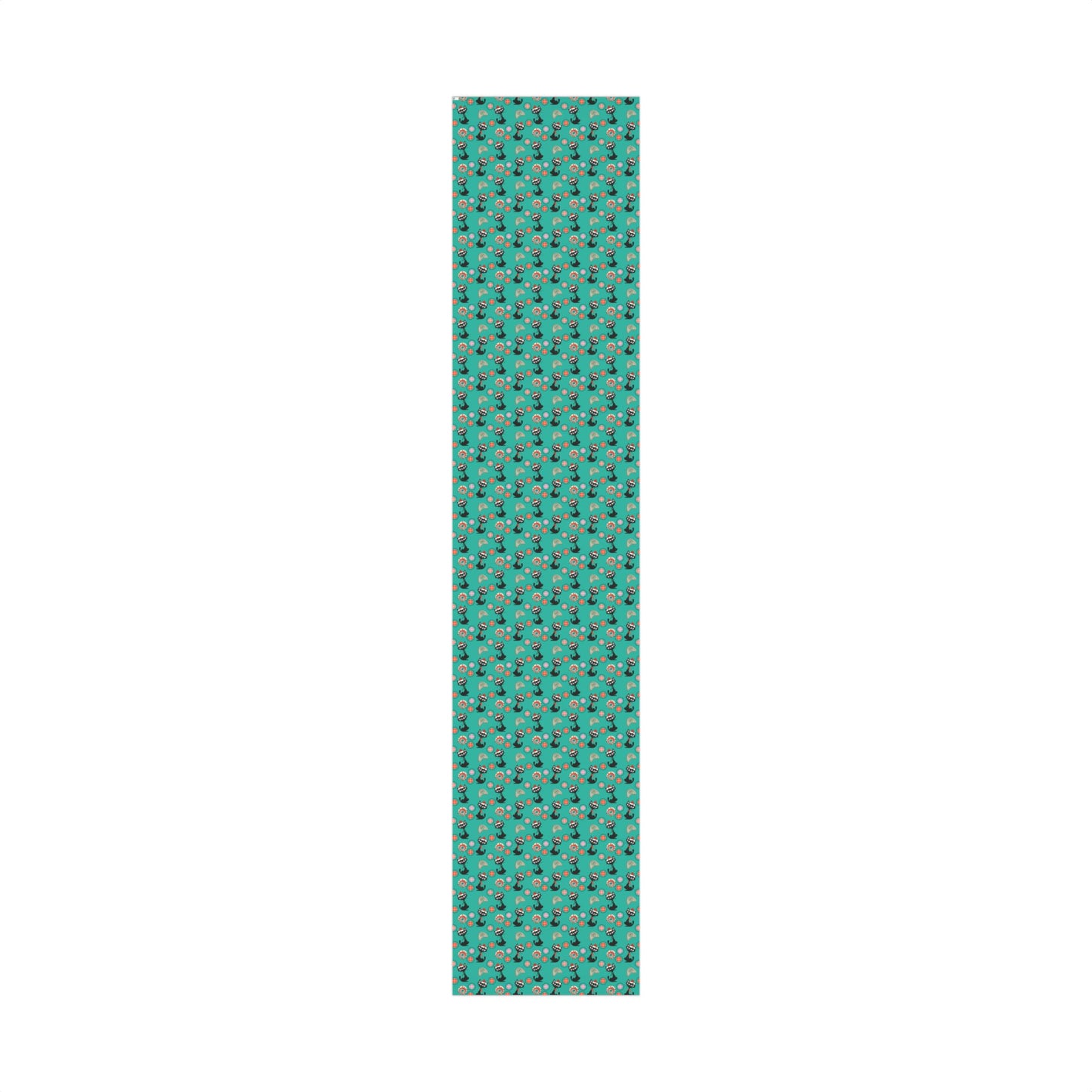 Retro 50's Atomic Cat Christmas Kitschy Mid Century Modern Teal Blue Eco-Friendly Wrapping Paper