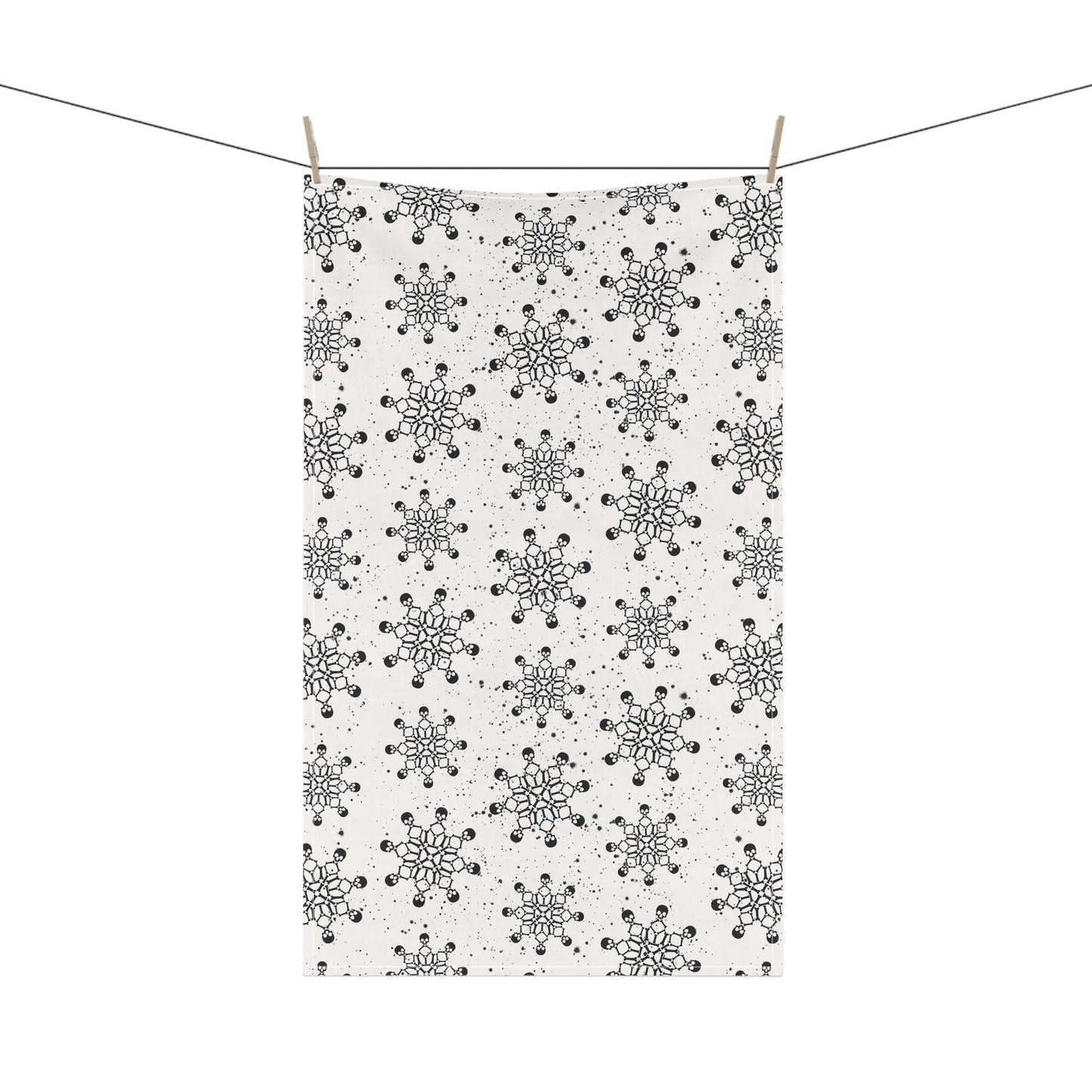 Goth Christmas Skull Snowflakes Creepmas White Kitchen Tea Towel | lovevisionkarma.com