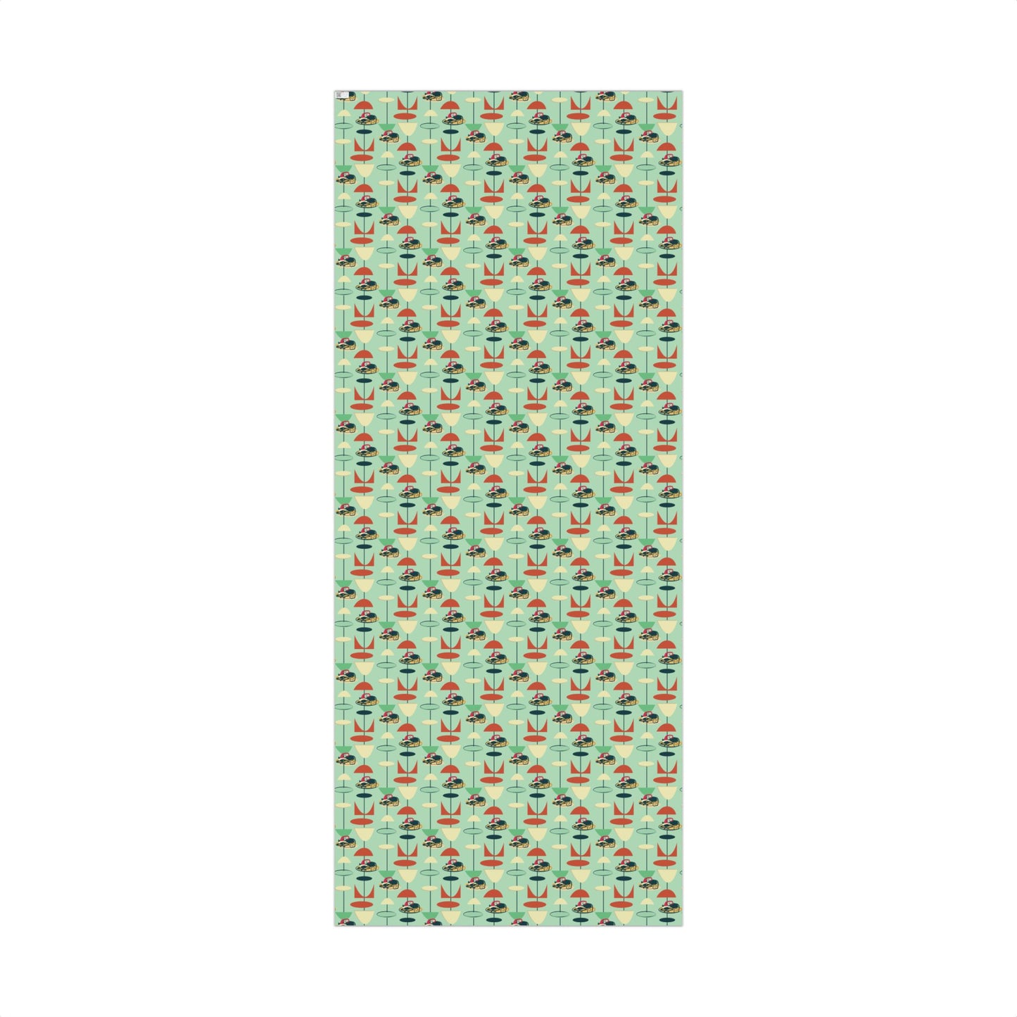 Retro 50's Atomic Cat Christmas Kitschy Mid Century Modern Green Eco-Friendly Wrapping Paper