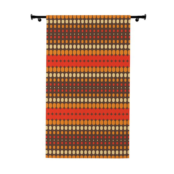 Retro 70s Funky Mid Century Modern Orange & Brown Blackout Window Curtain