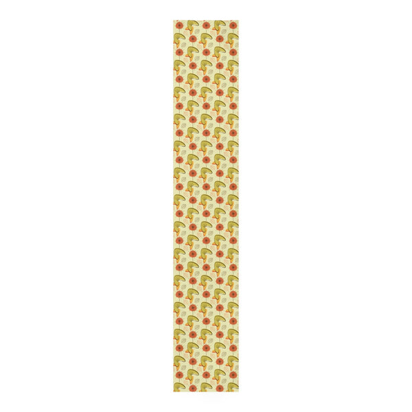 Retro Atomic Boomerangs & Leaves MCM Orange, Green & Yellow Table Runner