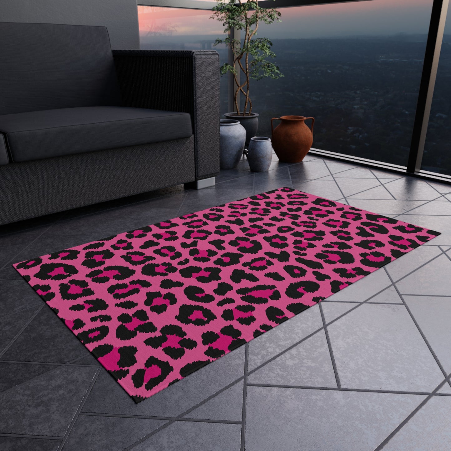 Pink Leopard Cheetah Animal Print Indoor/Outdoor Accent Rug