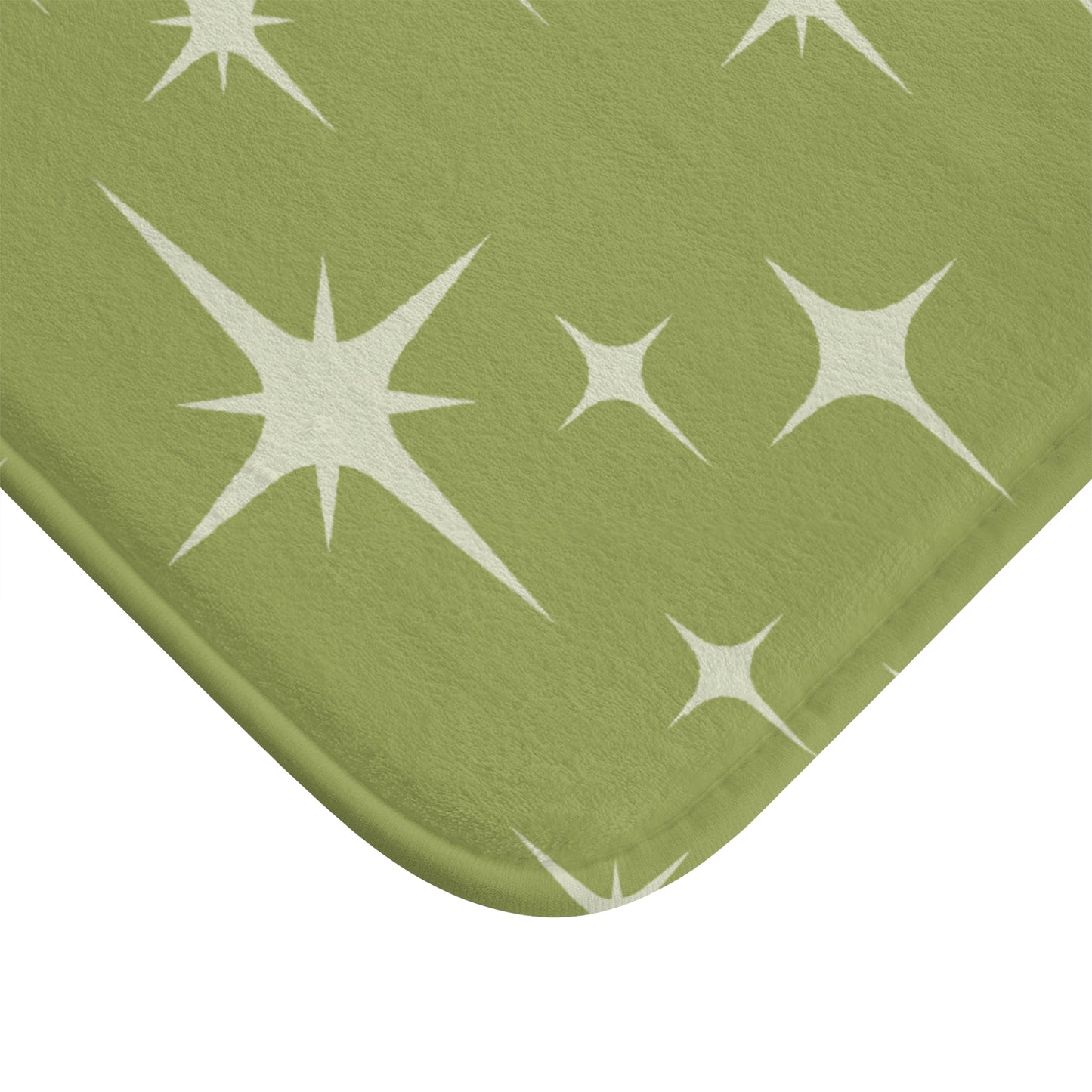 Retro Atomic Starburst 1950s Mid Century Chartreuse Green Bath Mat