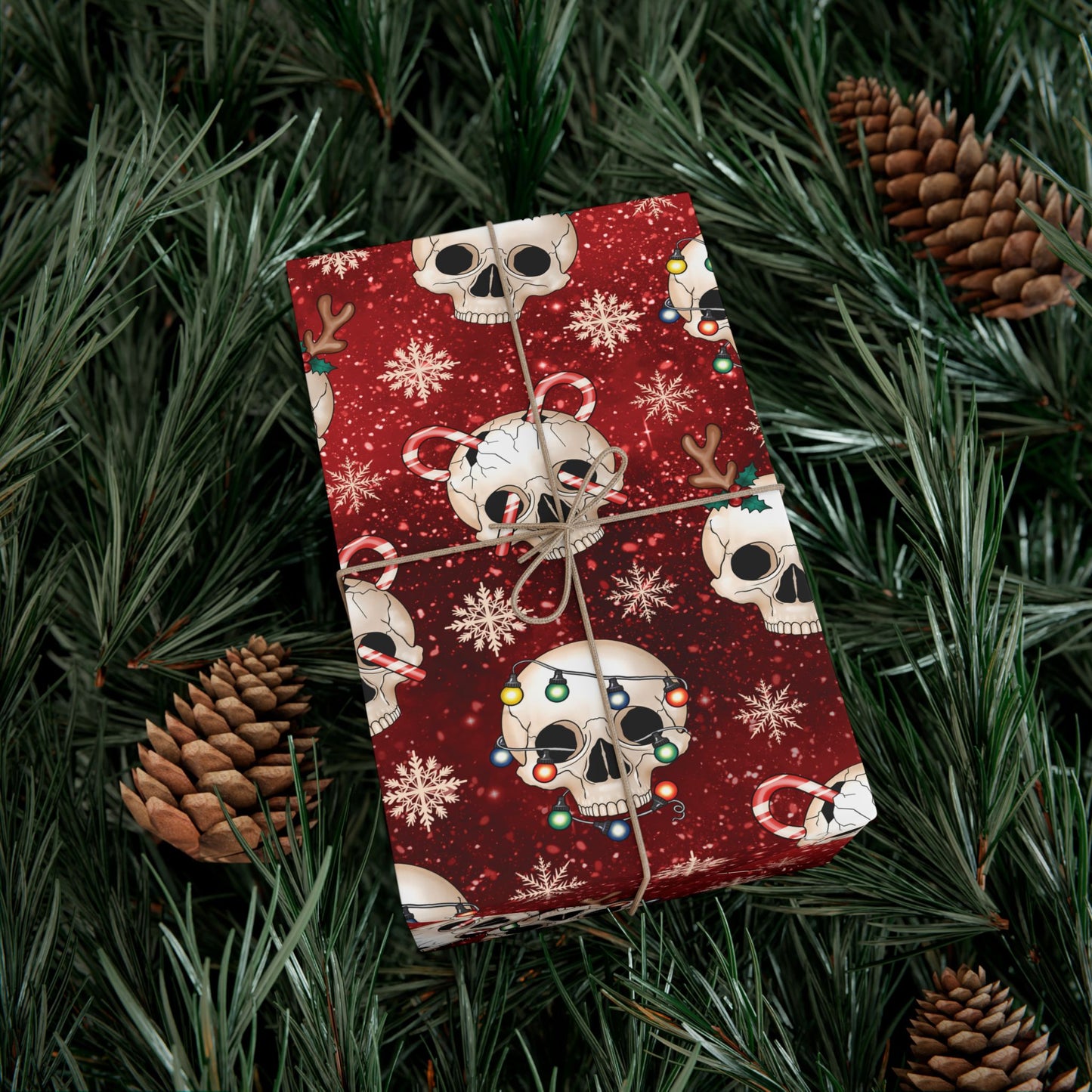 Goth Christmas Skulls Festive Red Creepmas Eco-Friendly Gift Wrap