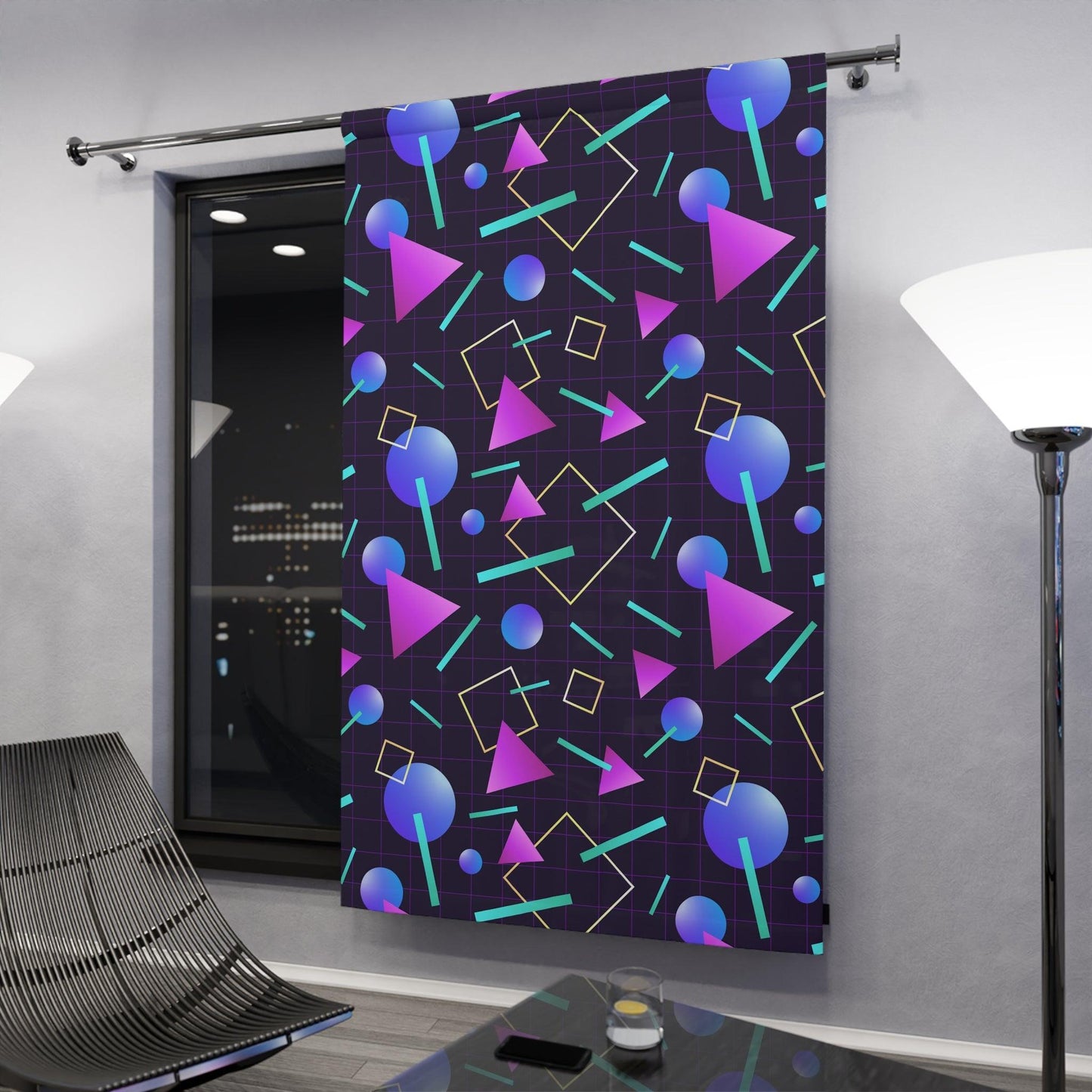 Retro 80s 90s Vaporwave Aesthetic Purple & Indigo Blackout Window Curtain | lovevisionkarma.com