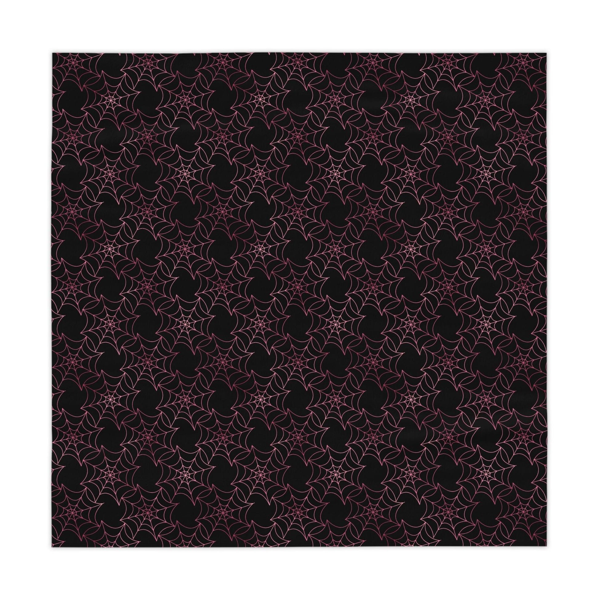 Pink Spiderwebs Creepy Halloween Glam Goth Black Tablecloth | lovevisionkarma.com